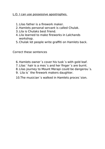 Possessive apostrophe The Firework-Maker´s Daughter Chapter 2