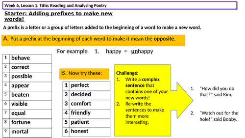 4 Poetry Lessons - Y8