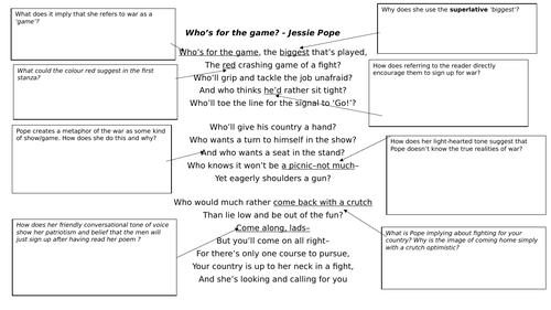 'Who's for the Game?' Jessie Pope