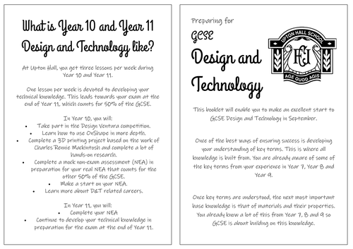 GCSE Design and Technology Transition Booklet