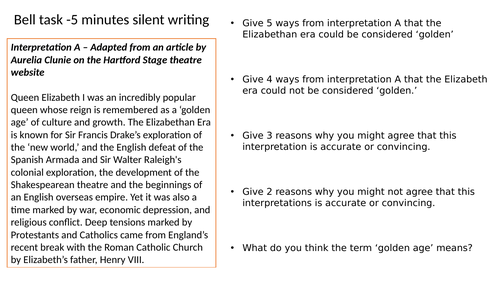 AQA GCSE - The Elizabethans - How far was it a golden age?