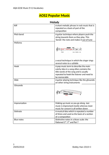 AQA GCSE (9-1) Music AO2 Popular Music Revision Notes