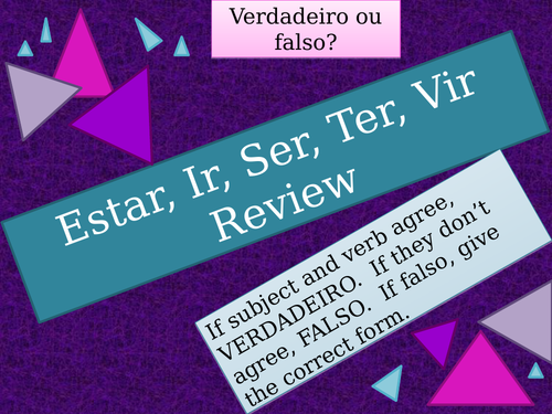 Estar Ir Ser Ter Vir Portuguese Verbs Review Game