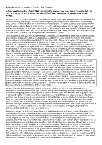 Fiction H.G.Wells "The Grey Man" ("The Time Machine") CRR Comprehension HW Skills Inference Analysis