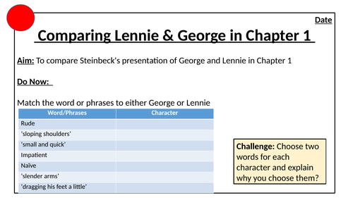 Comparing George and Lennie in Chapter 1: Foreshadowing