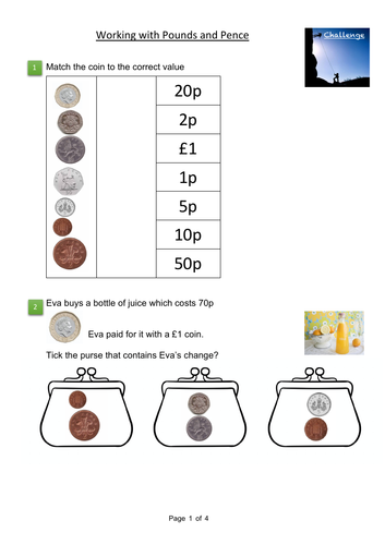 Maths Questions - Money working with Pound and Pence