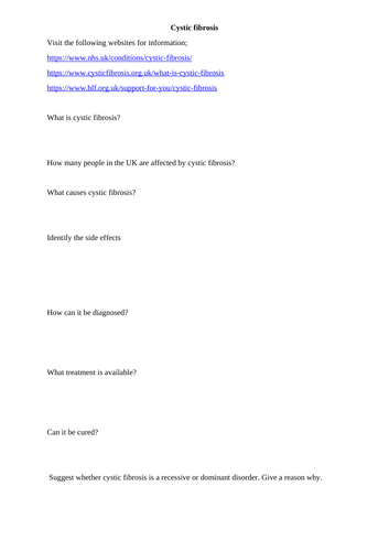 AQA new specification-Inherited disorders-Cystic fibrosis-Sickle cell-Polydactyly-B12/B13