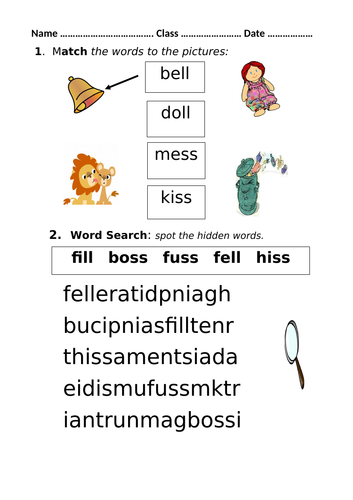 ss and ll digraphs Mrs Pryce's Funny Phonics