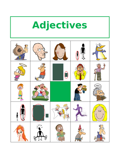 Adjectives in English Bingo | Teaching Resources