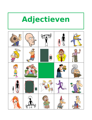 Adjectieven (Adjectives in Dutch) Bingo