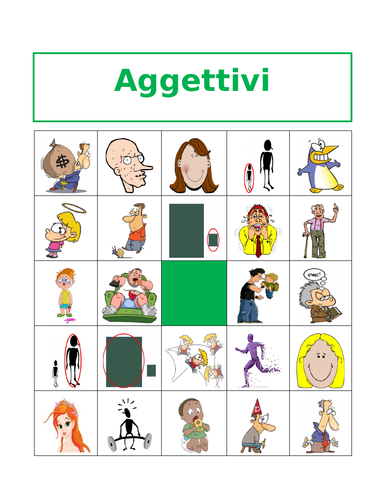 Aggettivi (Italian Adjectives) Bingo