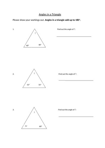 Angles in a triangle