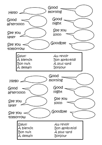 FRENCH GREETING WORKSHEET