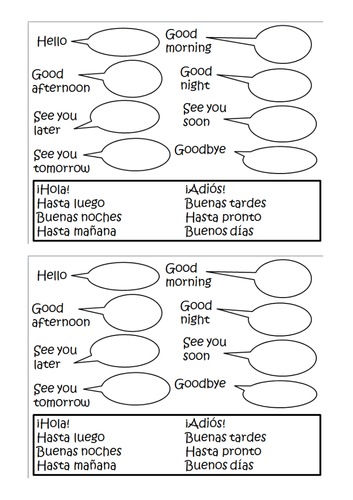 spanish greetings worksheet