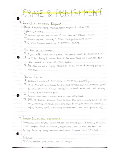 Edexcel GCSE History Crime and Punishment Notes- Complete