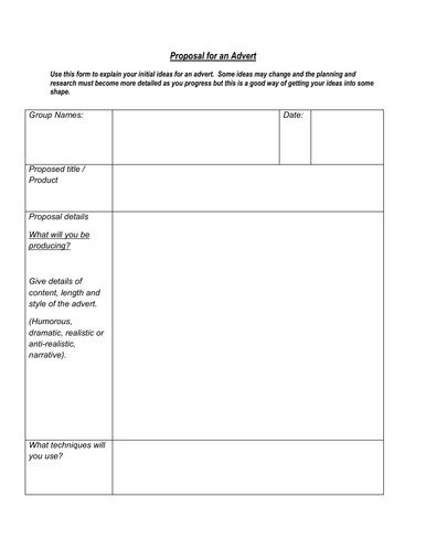 Advert Proposal Template