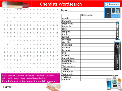 Chemist Career Wordsearch Sheet Starter Activity Keywords Cover Jobs Medicine