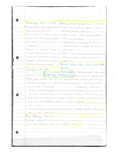 Aqa Gcse combined science physics- summarised notes for paper 1 and some of paper 2