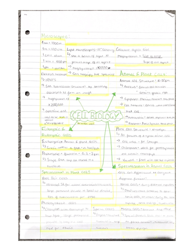 AQA gcse combined science biology- paper 1 and 2 summary notes