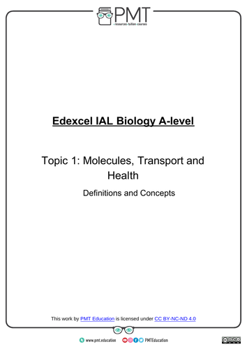 Edexcel IAL Biology Definitions