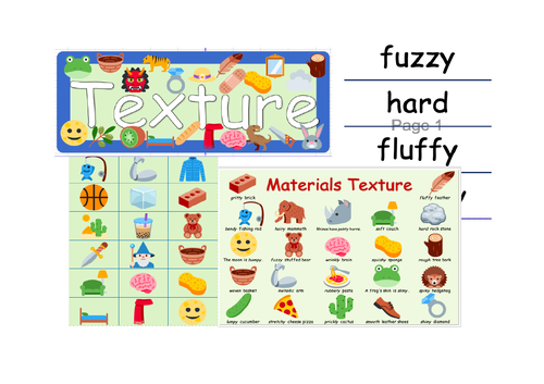 ESL Colorful Texture Poster, Worksheet, label set, objects cards, PYP Science