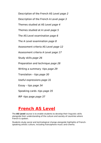 Guide KS5 AQA French