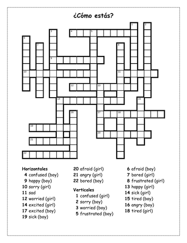 Adjetivos (Spanish Adjectives) Cómo estás Puzzles
