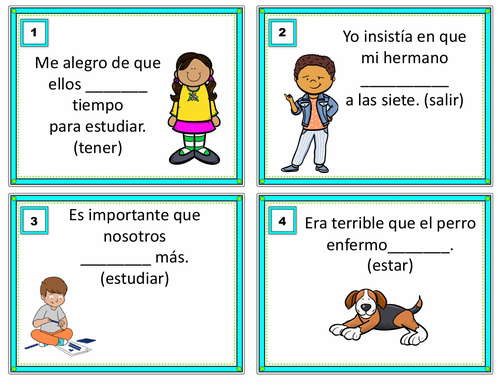 Spanish Present Subjunctive vs Imperfect Subjunctive Task Cards: Subjuntivo