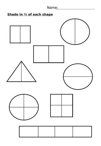 KS1 Shade a half and a quarter fraction