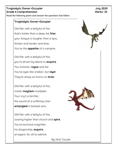 Dragon Poem Comprehension - Troglodytic Owner-Occupier