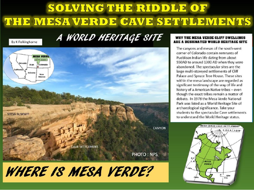 WORLD HERITAGE SITE - THE CAVE SETTLEMENTS OF MESA VERDE -S.W. U.S.A.