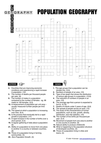 Crossword - Population Geography