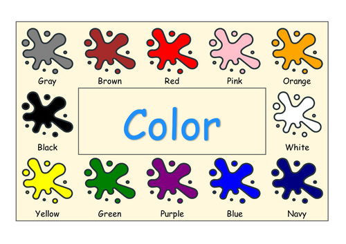 ESL Colorful color / colour Poster, Worksheet, label set, PYP Language, Art