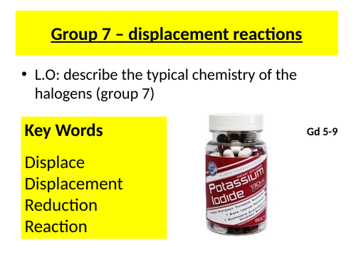 Group 7 halogen displacement reactions Gd5-9