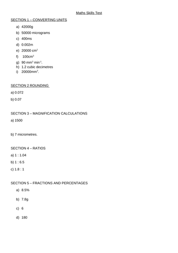 Maths Skills in Biology