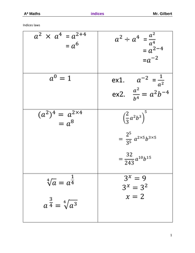 Indices - IGCSE year 10 & year 11 Maths