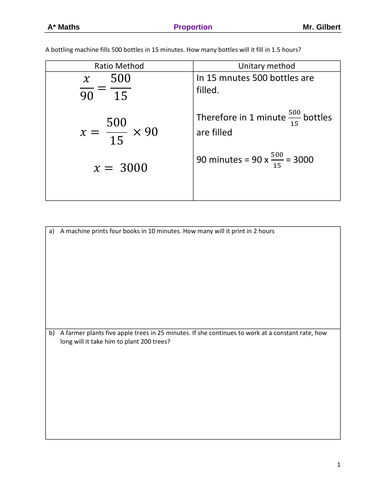 Proportions - IGCSE Year 10 Year 11 Maths