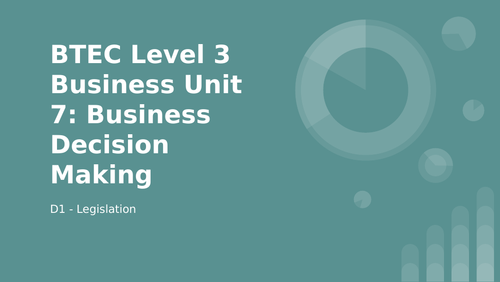 BTEC Level 3 Business Unit 7: Business Decision Making D1 - Legislation