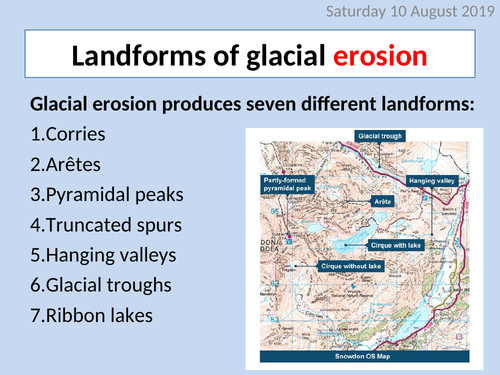Glacial landforms of erosion: corries, aretes & pyramidal peaks - formation, features & fieldsketch