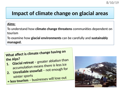 The impacts of climate change on glacial areas and responses to these changes