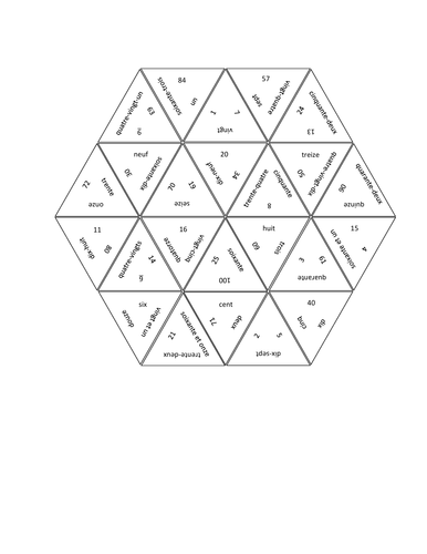 Numéros (Numbers in French) Tarsia Puzzle
