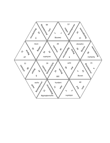 Zahlen (Numbers in German) Tarsia Puzzle