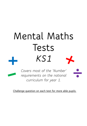 Year 1 (KS1) Mental Maths tests