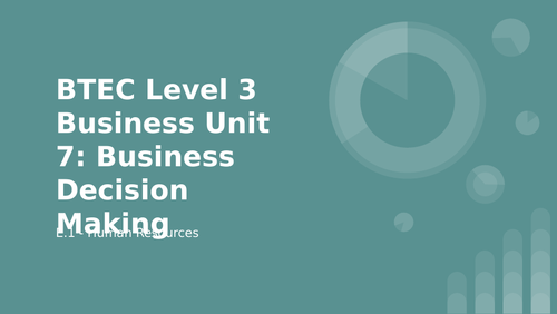 BTEC Level 3 Business Unit 7: Business Decision Making E1 - Human Resources