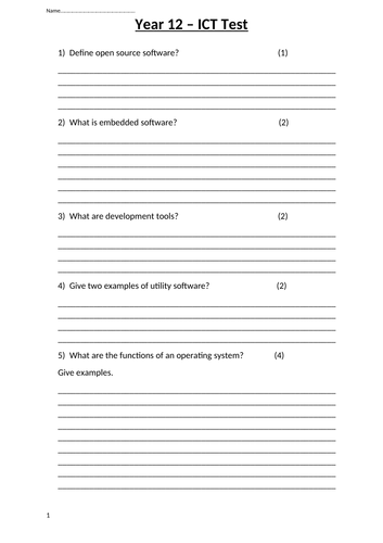 KS5 ICT TEST