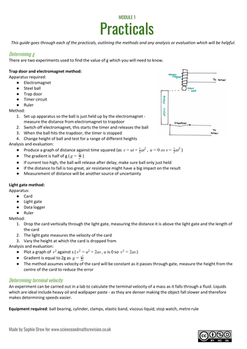 OCR A Level Physics Practicals Summary