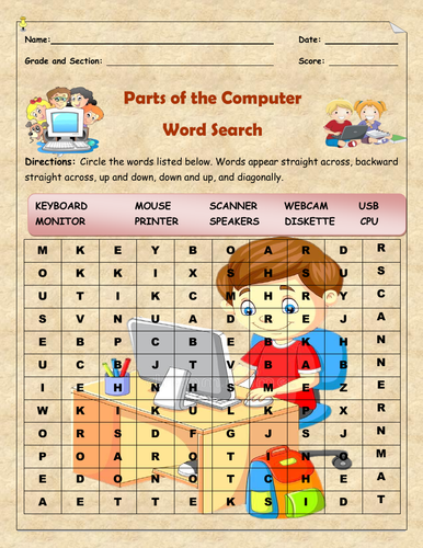 Parts of the Computer-Word Search/Label