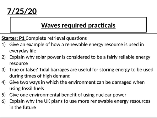 waves required practicals