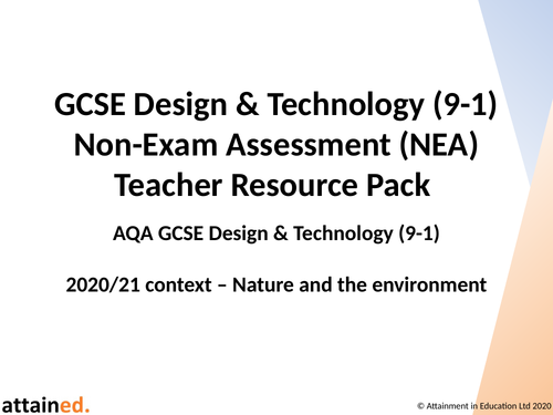 GCSE D&T (9-1) NEA Teacher Resource Pack (Nature and the Environment)