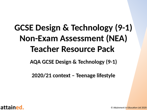 GCSE D&T (9-1) NEA Teacher Resource Pack (Teenage Lifestyle)